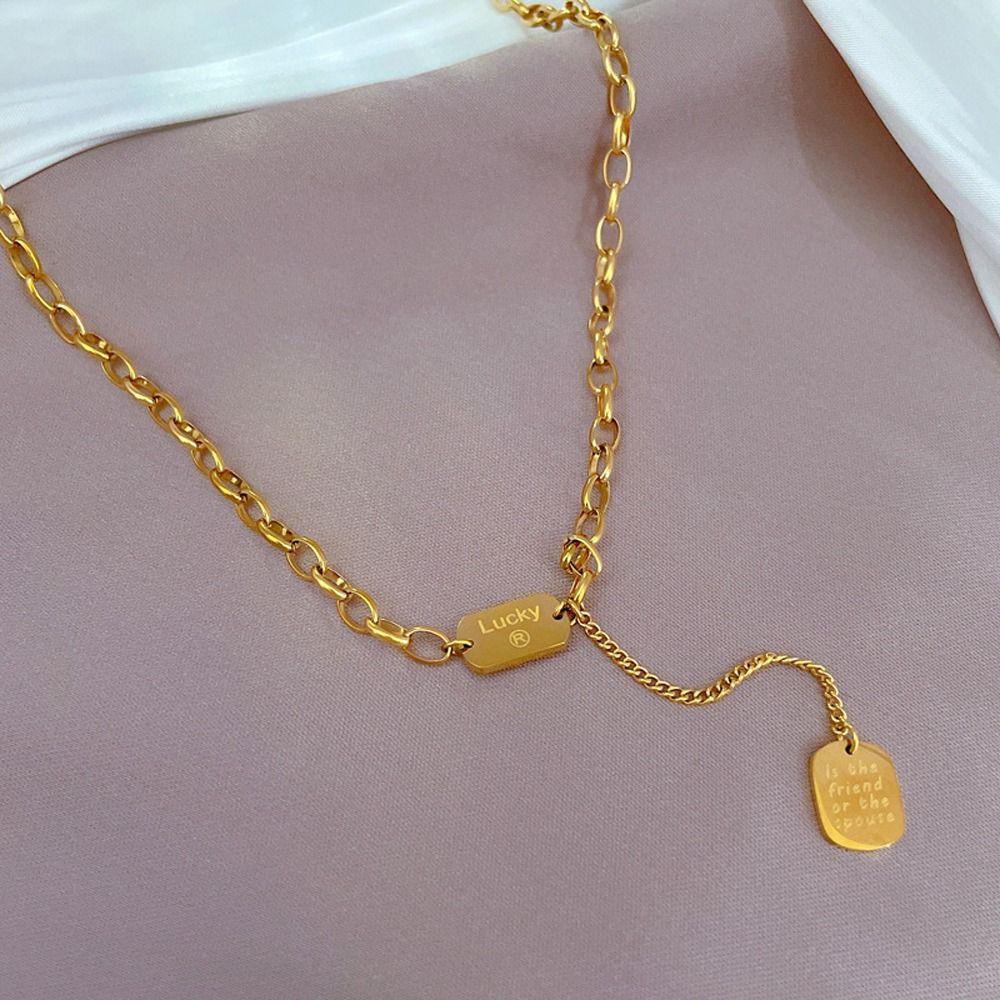 1 Dây Chuyền Thép Titan Phối Tua Rua In Chữ Phong Cách Hip Hop Cổ Điển Thời Trang Cho Nam Và Nữ