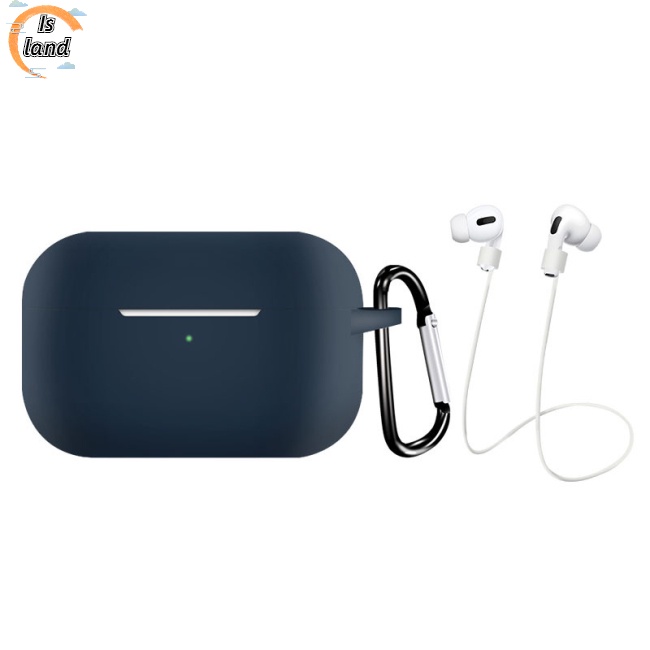 Vỏ Bảo Vệ Hộp Sạc Tai Nghe AirPods Pro Bằng Silicon Mềm + Vòng Đỡ + Dây Chống Rơi Chống Mất