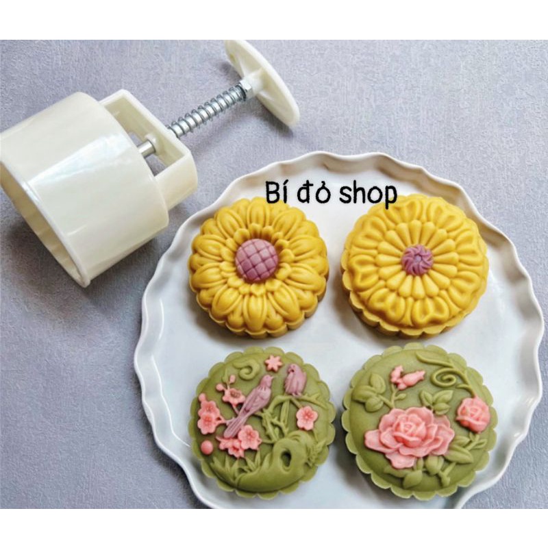 Khuôn trung thu lò xo 2022 CÀNH HỒNG 4 mặt 1 nhấn 150g, 200g