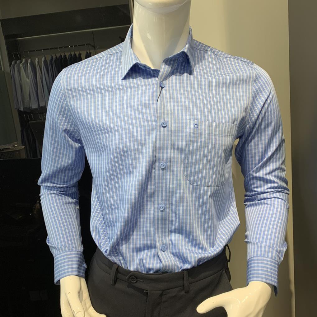 Sale Chính Hãng OWEN - Áo sơ mi dài tay Owen regular fit chất sợi sen ca rô màu xanh AR 91494 hot 🌺 neww * ! %