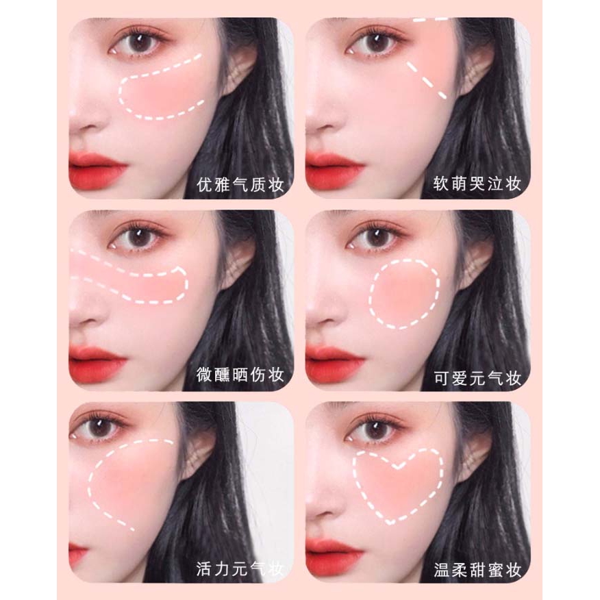 (Hàng Mới Về) Bảng Phấn Má Hồng 5 Màu Lấp Lánh Kèm Cọ Trang Điểm