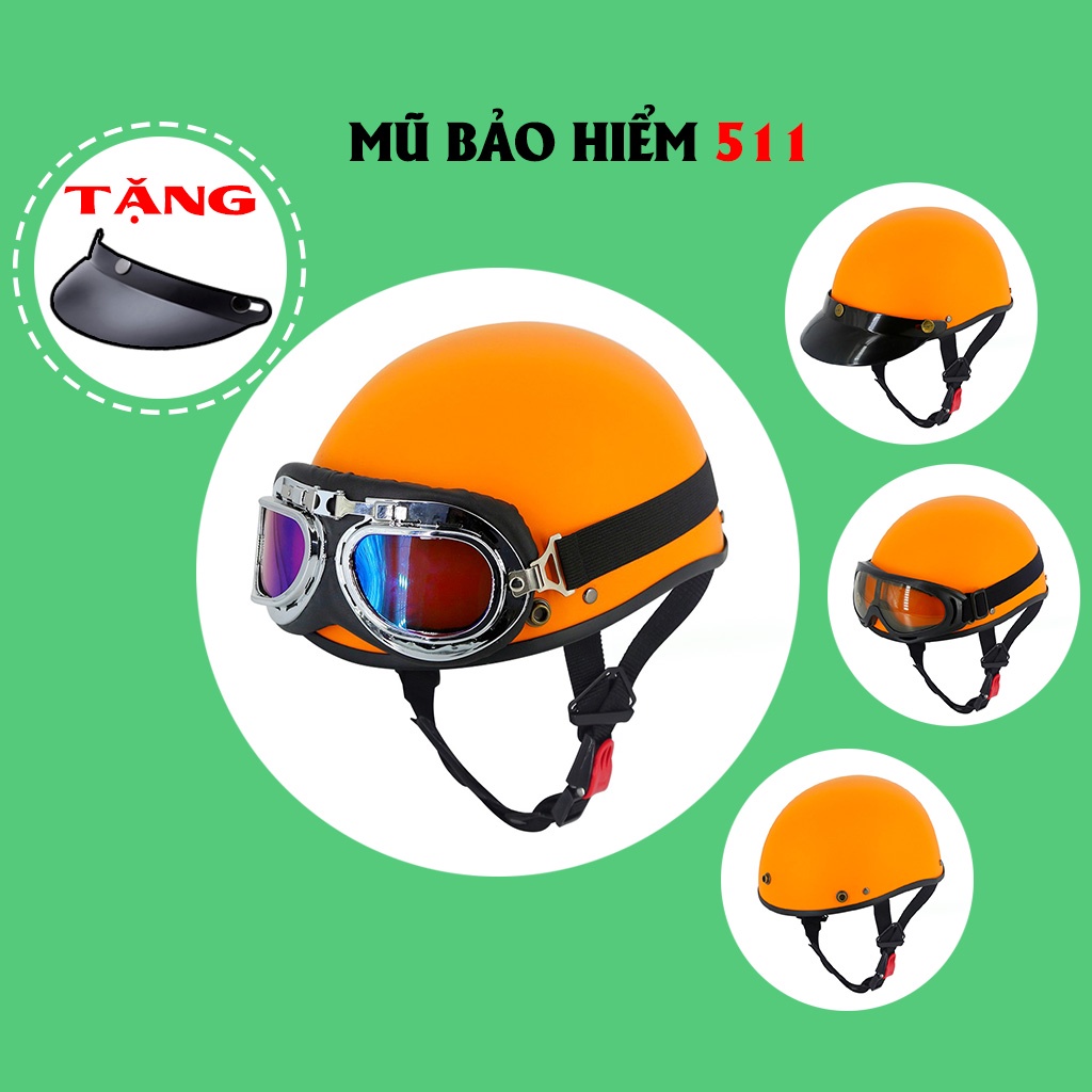 Mũ bảo hiểm nửa đầu 1/2 - CAM EX NHÁM TRƠN CAO CẤP (TẶNG LƯỠI TRAI)