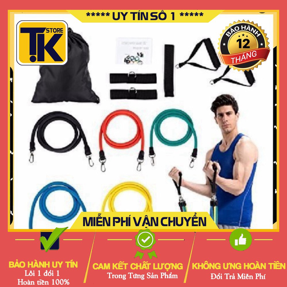 [Free Ship] Bộ Dây Ngũ Sắc Tập Gym Tại Nhà Dây Kéo Đàn Hồi Đa Năng . .