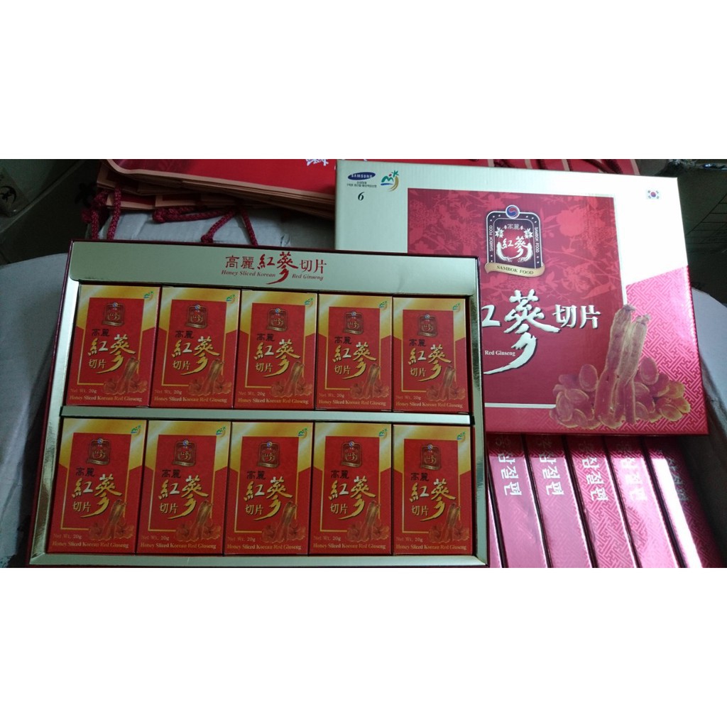 [Hàng chính hãng]  Hồng Sâm thái lát tẩm Mật Ong SAMBOK Hàn Quốc hộp 200g (Honey Sliced Korean Red Ginseng)