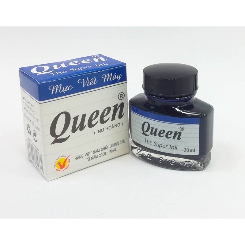 Mực viết bút máy Queen xanh-đen