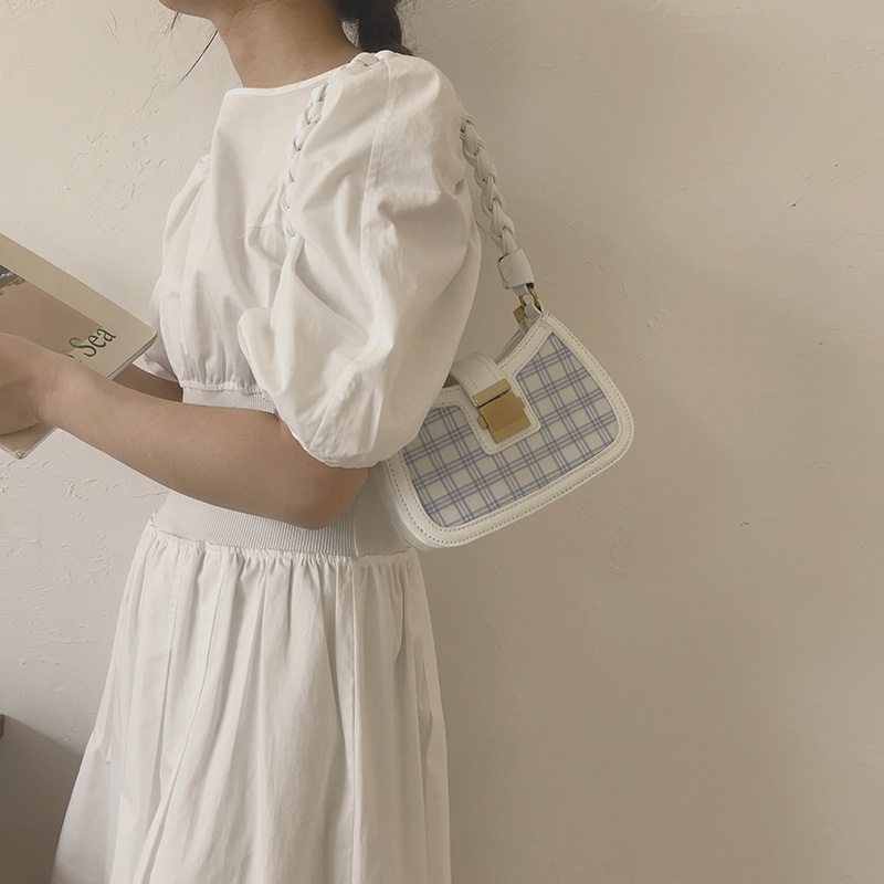 Ielgy Túi Xách Đeo Dưới Cánh Tay Họa Tiết Ca Rô Thời Trang Niche