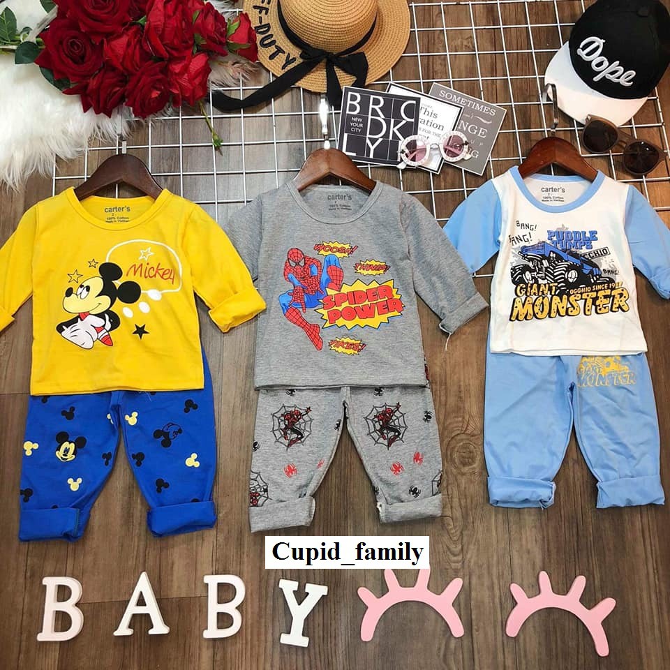 Bộ thu cotton ngộ nghĩnh cho bé trai - bc1