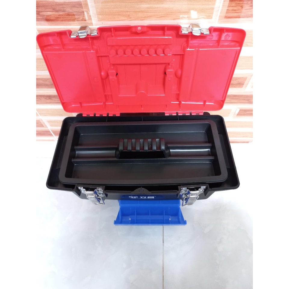 THÙNG ĐỰNG ĐỒ NGHỀ DỤNG CỤ SỬA CHỮA MÀU ĐỎ 02 MÓC KHÓA KIM LOẠI 02 SIZE 33x16x13