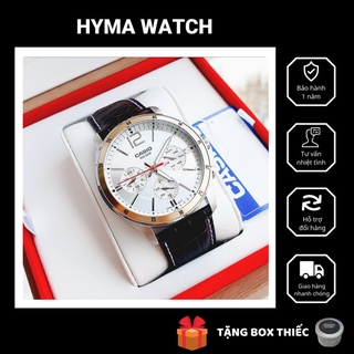 Đồng hồ nam dây da cao cấp Casio MTP 1374L-7AV Mặt trắng chống nước 5ATM - Size 42mm  Bảo hành 1 năm Hyma watch