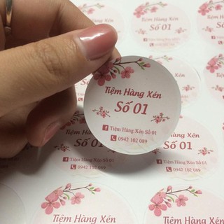 Combo 100 chiếc tem logo tiệm hàng xén tròn 4cm