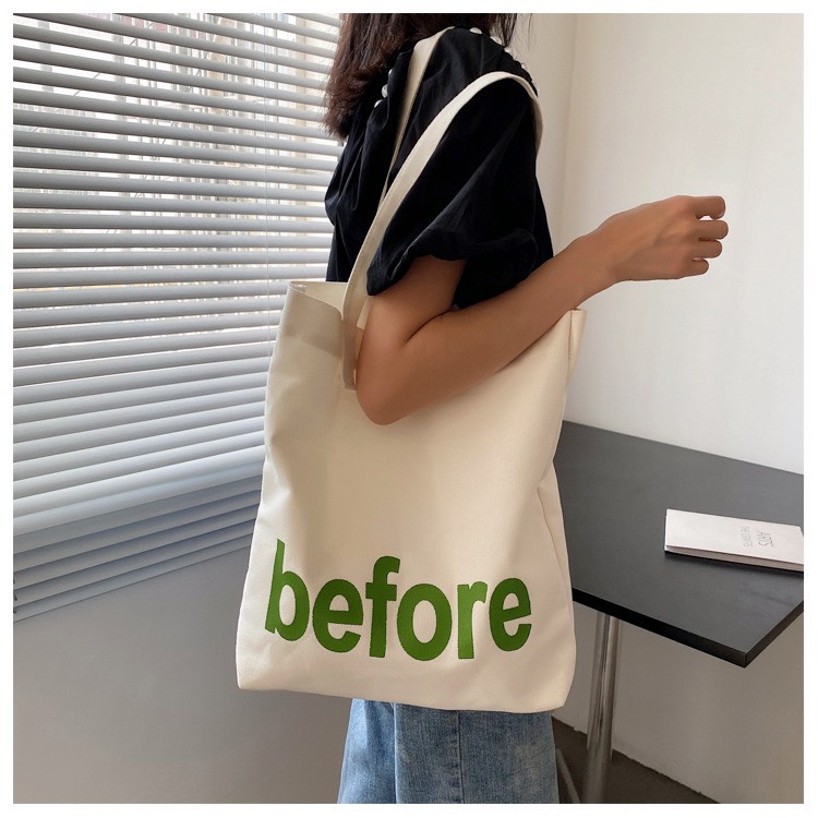 Túi tote túi vải canvas phong cách Hàn quốc có khóa miệng thời trang hazin