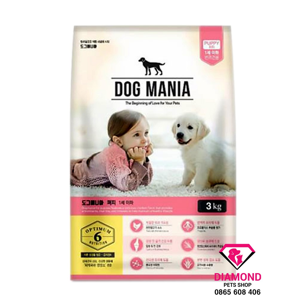 [3kg] Thức ăn cho chó nhỏ Dogmania Puppy (HÀN QUỐC) ( thức ăn khô,thức ăn hạt, cám chó)