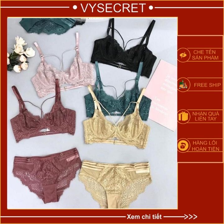 Bộ đồ lót ren cao cấp ,set đồ lót charm khuy Yolo bra không mút có gọng ren  quyến rũ C264 | BigBuy360 - bigbuy360.vn