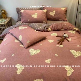 Set Chăn Ga Gối Cotton Poly 4 món - Tim hồng hottrend