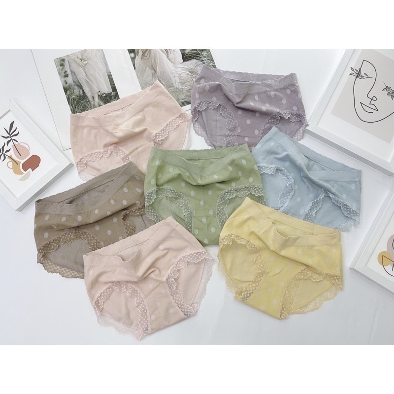 Quần Lót Cotton Dệt Kim Chấm Bi Viền Ren Công Chúa siêu xinh, chất cotton mặc siêu thích