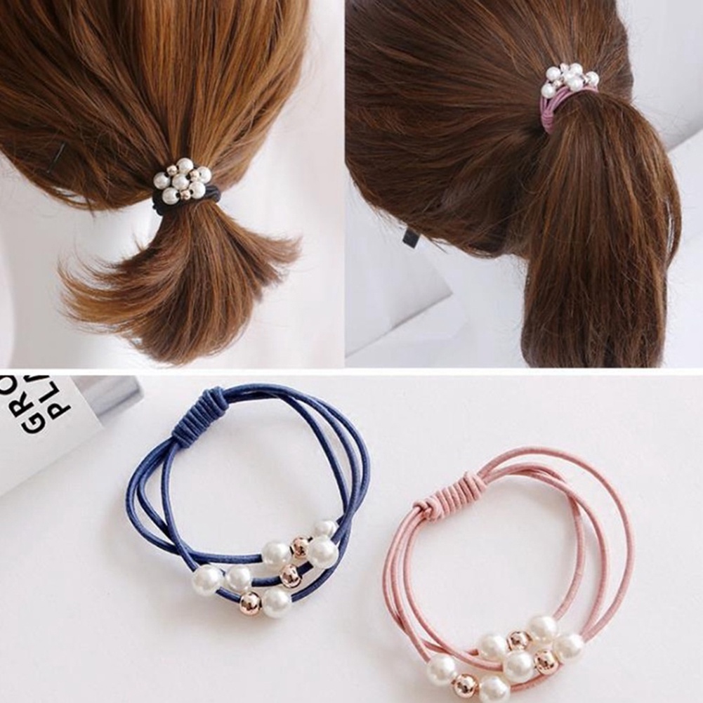 Dây buộc tóc xỏ ngọc trai nhân tạo phong cách thời trang nữ tính