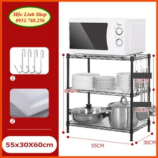 Kệ lò vi sóng 3 tầng khung thép 55x30x60cm