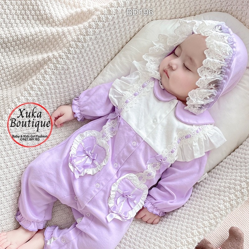 Bộ Body Công Chúa Cho Bé 0-2 Tuổi Style Hàn Quốc Mặc Đầy Tháng, Thôi Nôi Cotton Mềm Dài Tay (2022)