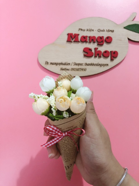 Bó hoa tuylip nhỏ 20cm phụ kiện chụp ảnh