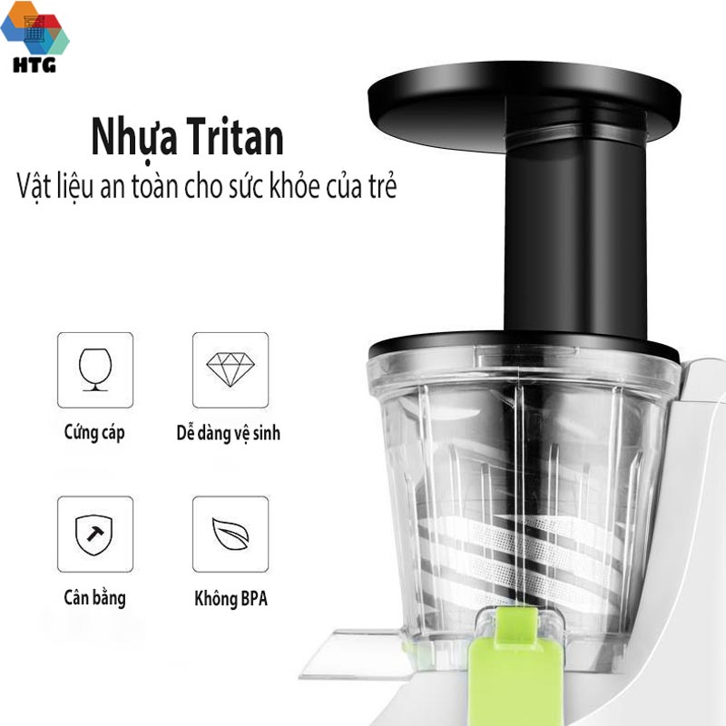 Máy ép chậm trái cây, hoa quả Entsafter công suất 200W, cơ chế 2 kênh tách bã, tích hợp lọc inox bền bỉ