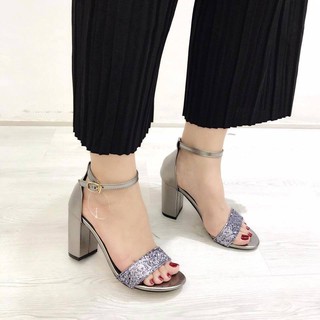 Giày sandal quai ngang 7p kim tuyến