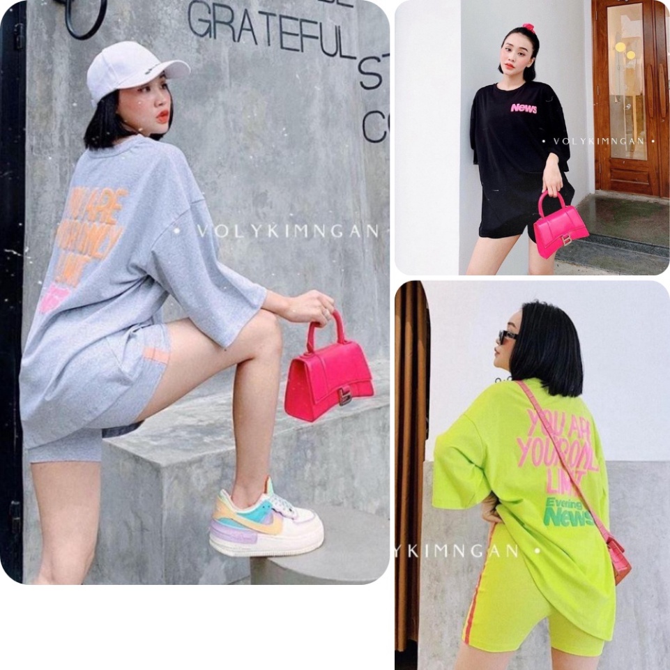 [HCM] Set bộ nữ, set đùi áo thun from rộng 60kg hoạ tiết teen chất cotton co dãn mịn mát SKUS-102