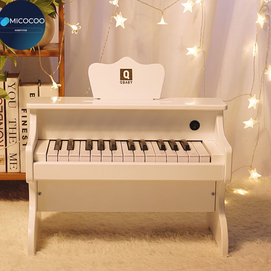 Đồ chơi trí tuệ giáo dục sớm cho trẻ làm quen với âm thanh, Đàn piano điện 25 phím chất liệu gỗ cao cấp bền đẹp