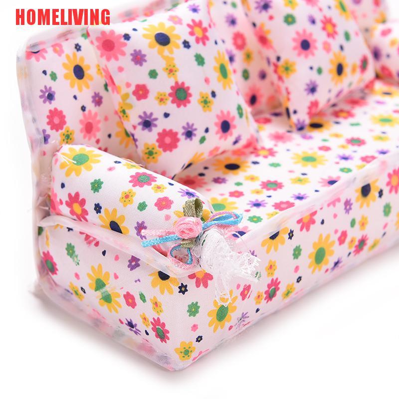 Set 3 Ghế Sofa 2 Gối Tựa Cho Nhà Búp Bê Barbie