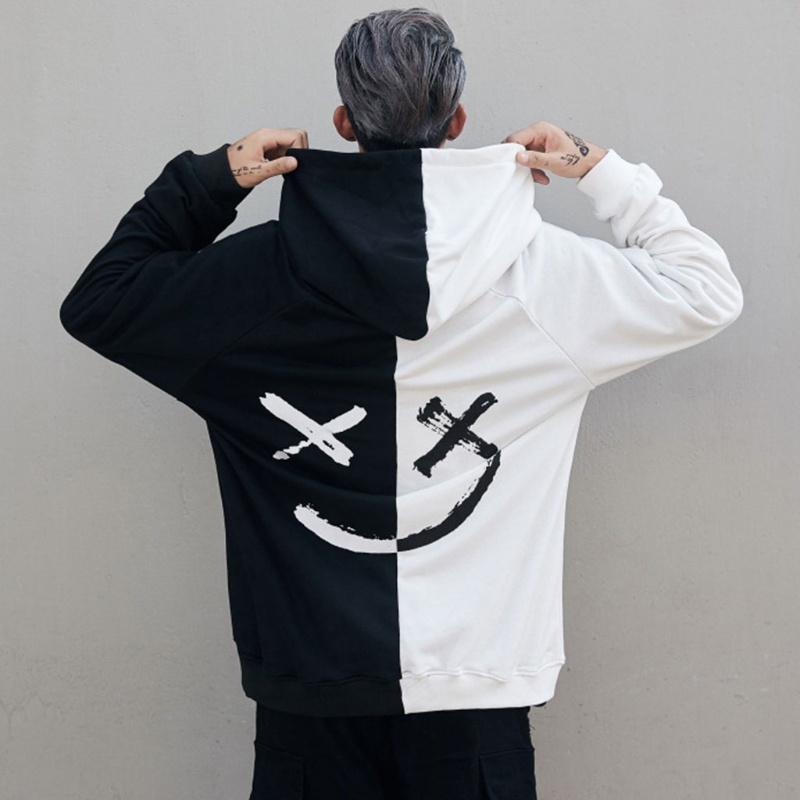 Xiangbao Áo Khoác Hoodie Nỉ In Hình Mặt Cười Thời Trang Dành Cho Nam Thanh Thiếu Niên Pullov
