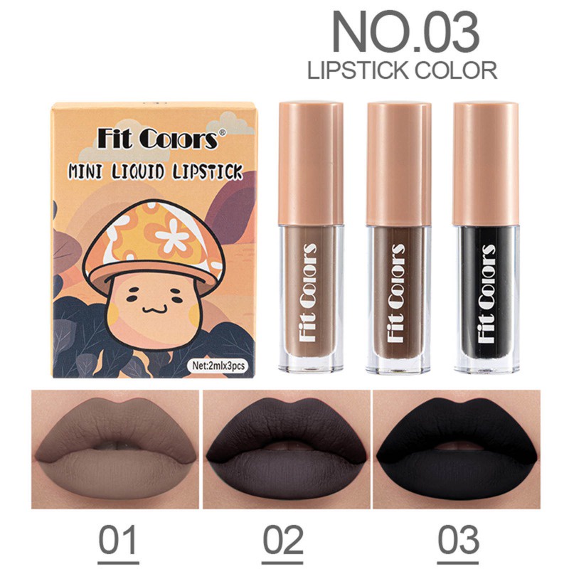 Set 3 Son Kem Lì Mini Chống Nước Lâu Trôi Suốt 24 Giờ
