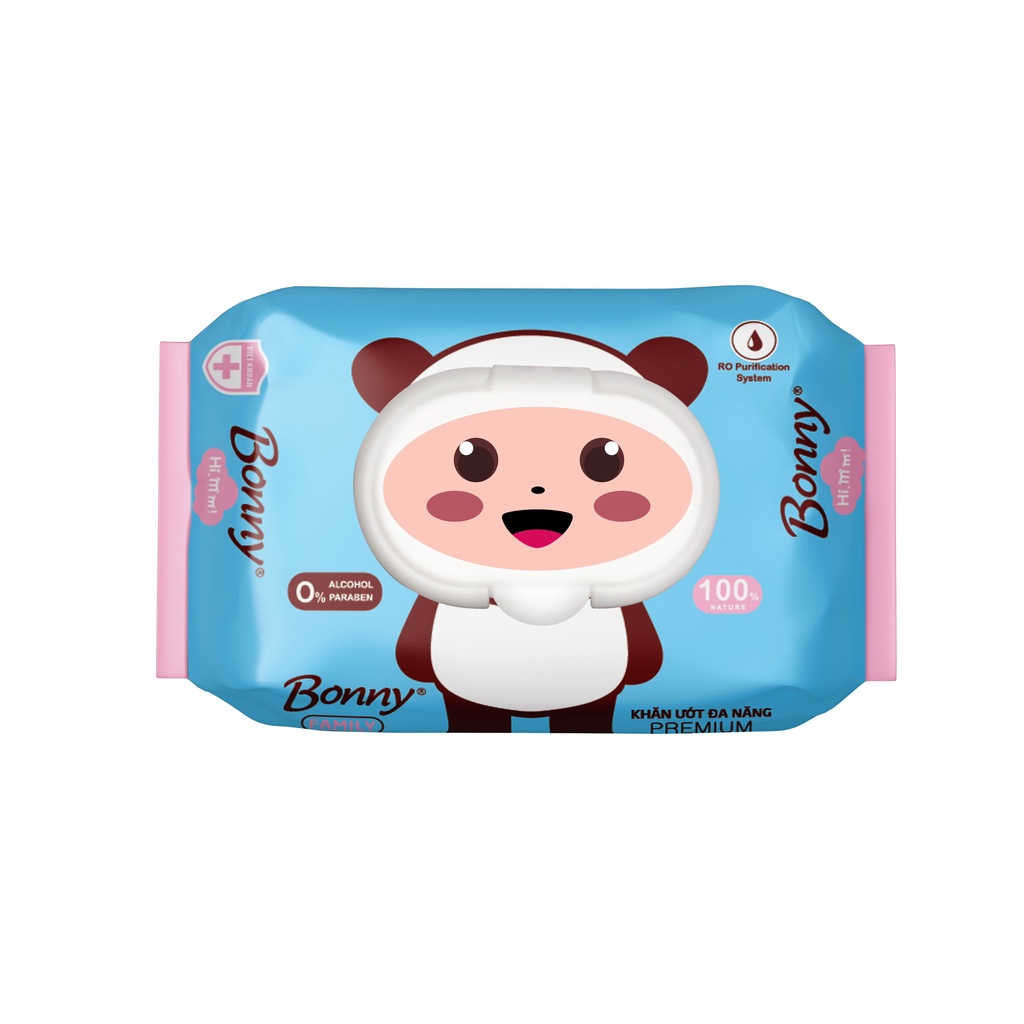 Khăn ướt BiBo, Bonny cho bé Không mùi, bịch 100 tờ giấy ướt