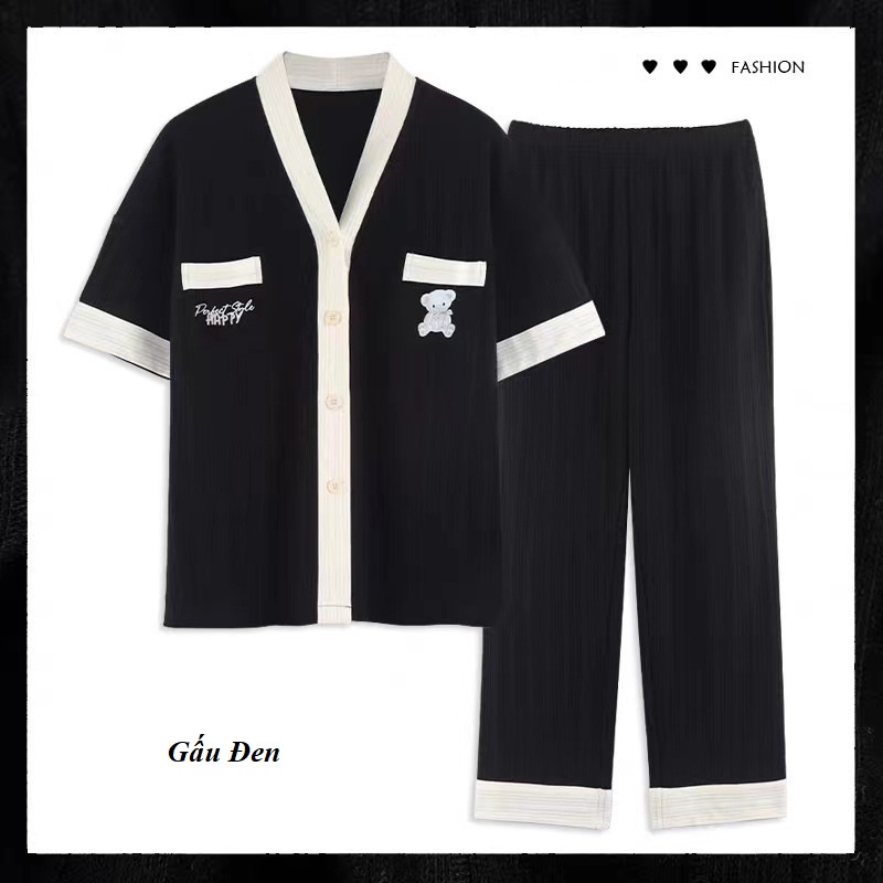 Bộ đồ ngủ nữ, đồ ngủ nữ cadigan mùa hè phong cách nhật BN03