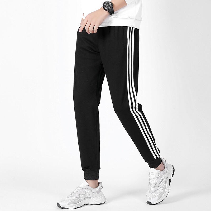 Quần Jogger 3 sọc nam nữ ống bó, quần thể thao adidas nam nữ ống bó, Quần thể dục nam phối 3 sọc