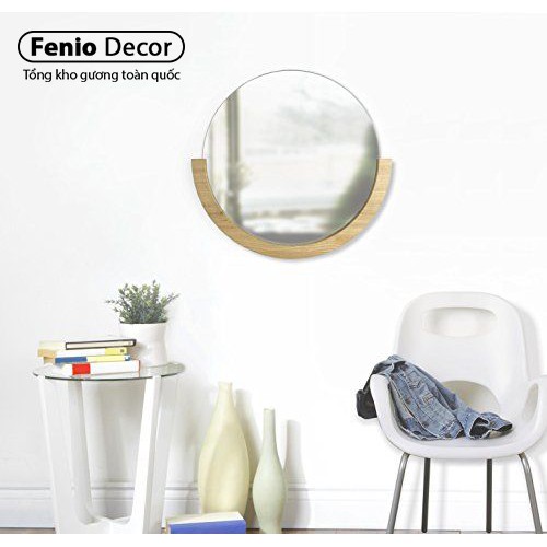 Gương gỗ tròn viền phong cách bắc âu Gương decor độc đáo cực đẹp