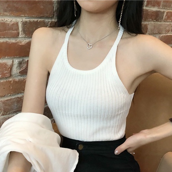 Áo Dệt Kim Không Tay Ôm Dáng Họa Tiết Kẻ Sọc Phong Cách Hàn Quốc Mới Cho Nữ