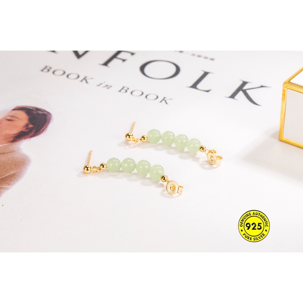 Bông Tai Ngọc Bích Hình Chữ U Phong Cách Vintage