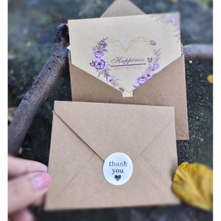 Thiệp cảm ơn, Thiệp Thank You, Thiệp Vintage (Bộ thiệp gồm 1 thiệp, 1 p.bì, 1 tem tròn)