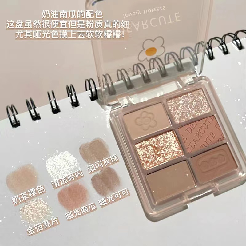 Bảng Phấn Mắt 6 Màu Lì / Nhũ Ngọc Trai Gợi Cảm Cho Nữ