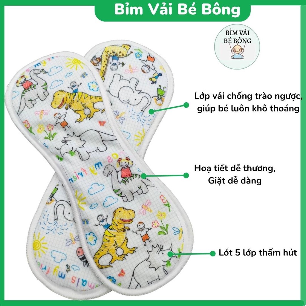 [SIÊU ƯU ĐÃI] - Combo 10 Miếng Lót Bỉm Vải Babu Nature Siêu Thấm Hút, Size M, L (Chưa Kèm Vỏ Bỉm)