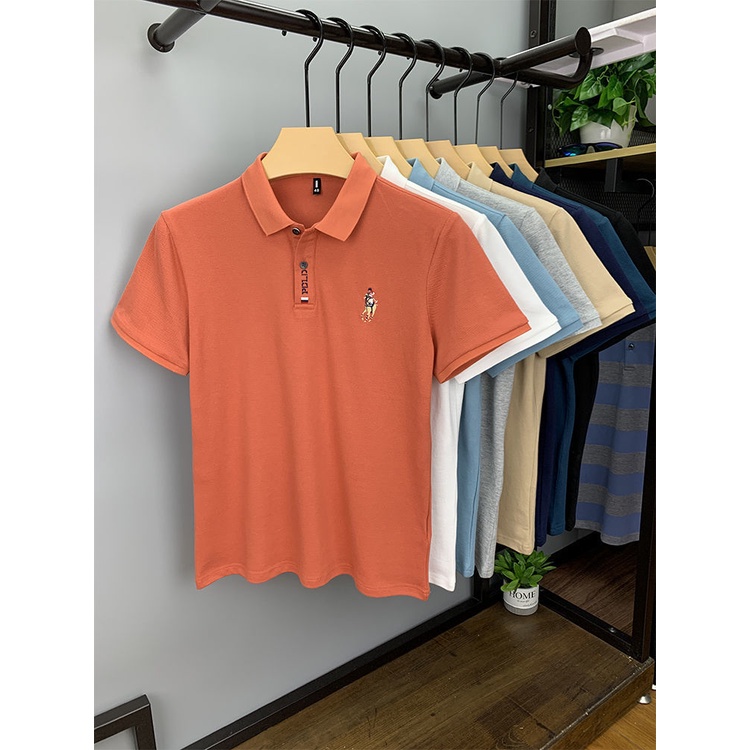 Áo Thun Polo Tay Ngắn Màu Sắc Đơn Giản Có Size Lớn Cho Nam Giới