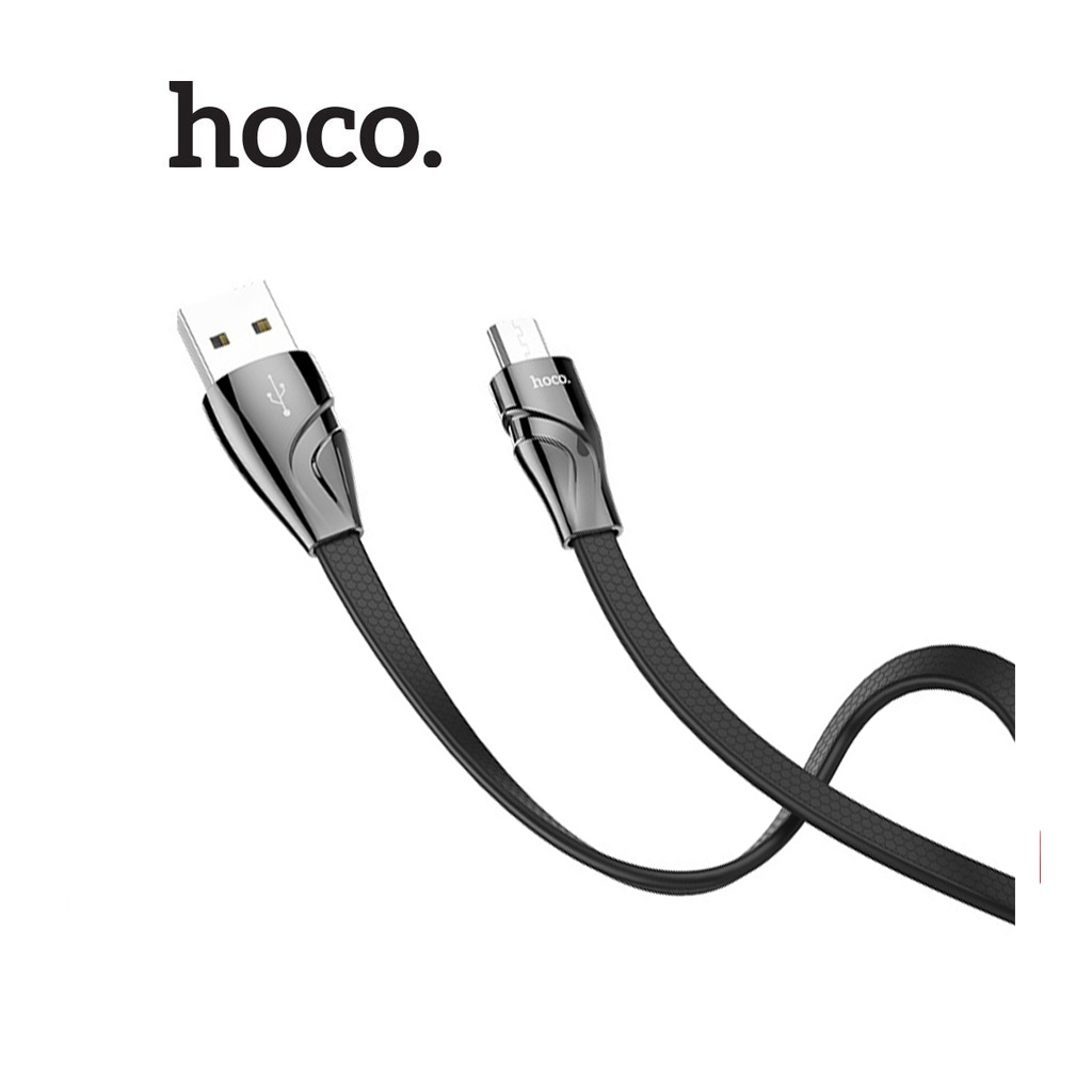 Cáp sạc 2.4A truyền dữ liệu Hoco U57 Micro dây dẹp chống gãy gập cho Android dài 120CM ( Đen)