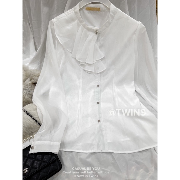 Áo sơ mi cổ bèo Lamia Top nhũ ánh trai