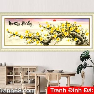 (ĐÃ ĐÍNH)Tranh đá thành phẩm MAI KHAI PHÚ QUÝ 1m04x40cm DF181