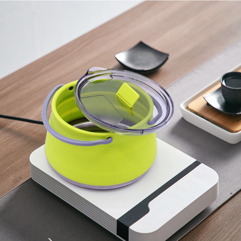 Nồi Nấu Nước Đáy Silicone + Inox Có Thể Gấp Gọn Tiện Dụng Mang Theo Du Lịch Dã Ngoại