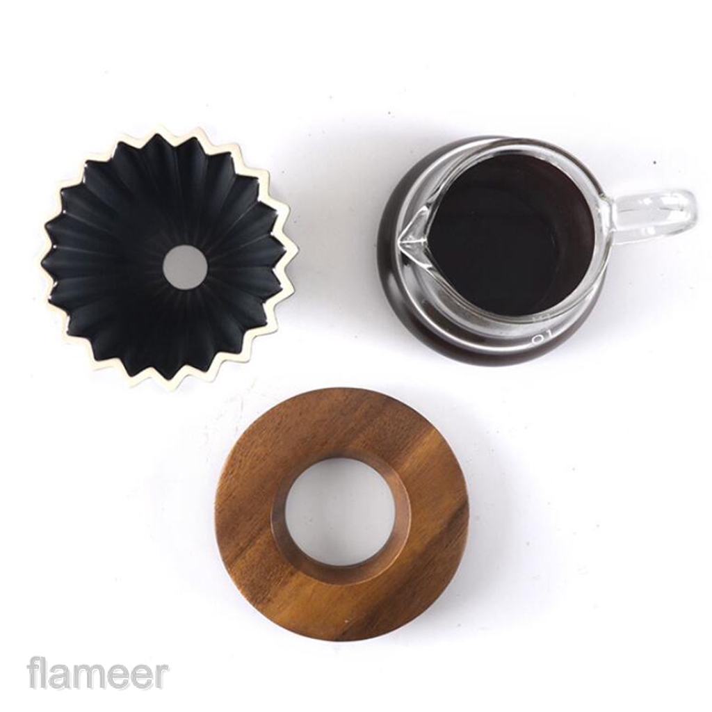 Home Wooden Filter Stand Coffee Dripper Bracket Pour Over Drip Holder Round