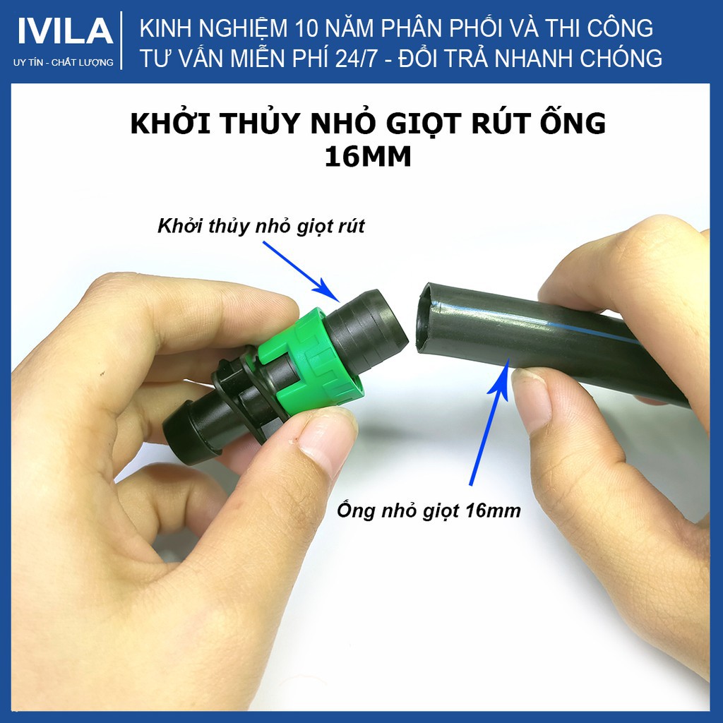 Khởi thủy dây tưới nhỏ giọt 16mm loại rút - Nối ống trục lớn ra ống 16mm tiện lợi nhanh chóng