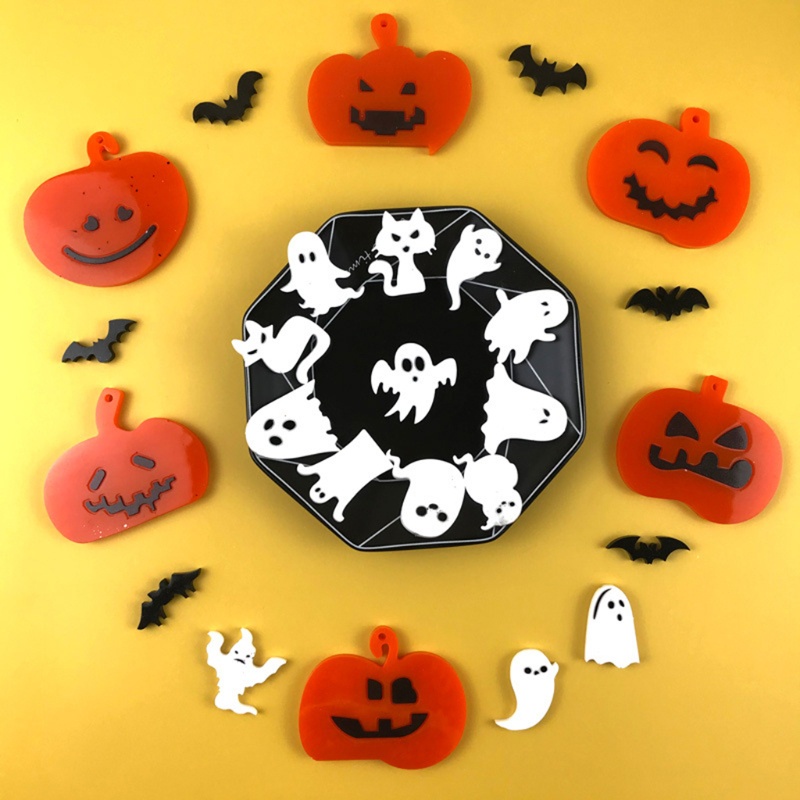 Khuôn Silicone Làm Mặt Dây Chuyền / Bông Tai DIY Hình Quả Bí Ngô / Dơi / Quả Bí Ngô Phong Cách Halloween