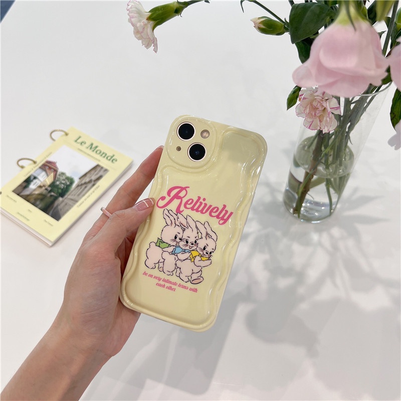 Ốp Điện Thoại Mềm Họa Tiết Thỏ Màu Vàng Sữa Phong Cách Hàn Quốc Cho IPhone 14 13 12 11 Pro Promax X Xs XR XSMAX 7 / 8plus XF1508