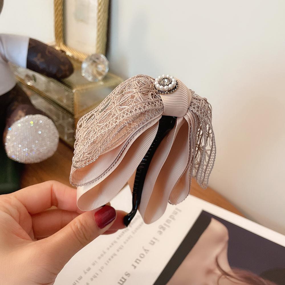 Kẹp Tóc Đuôi Ngựa Đính Ngọc Trai Màu Trơn Phong Cách Hàn Quốc Thời Trang Cho Nữ Giá Đỡ