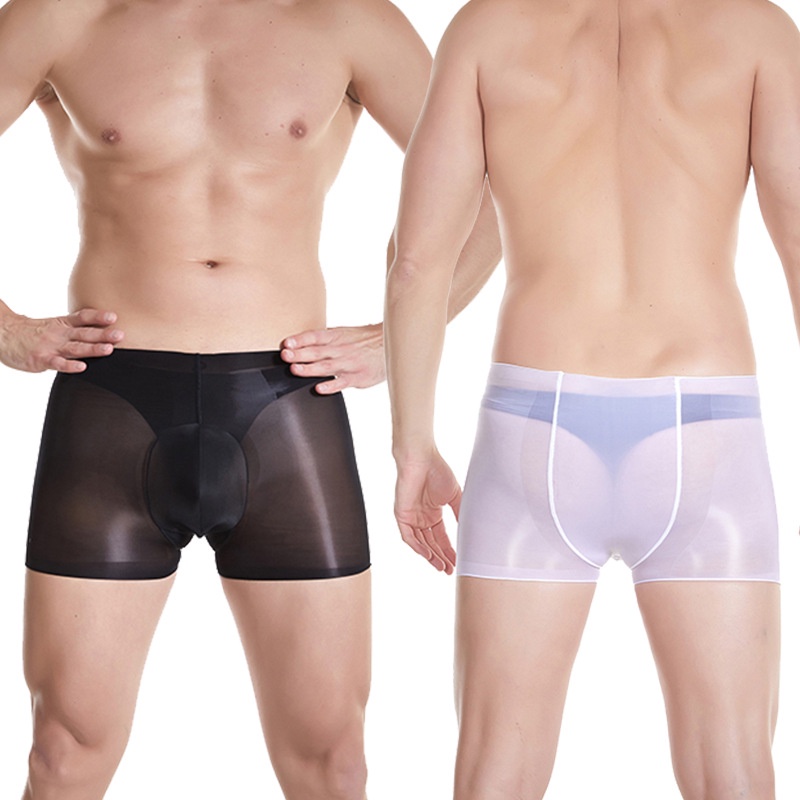 Quần Lót Boxer Ngắn Siêu Mỏng Trong Suốt Eo Cao Không Độ Co Giãn Cao Hình Trứng Cỡ Lớn Cho Nam